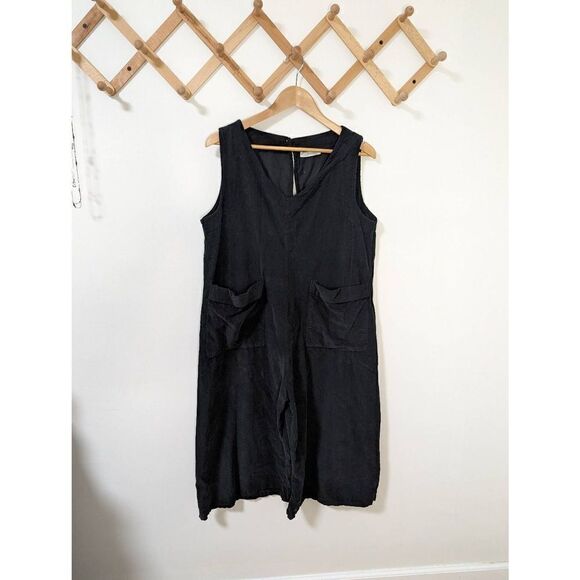 Made in Italy Women's Cotton Black Mini Corduroy Crop Wide Leg Jumper - Size XL - Picture 1 of 9